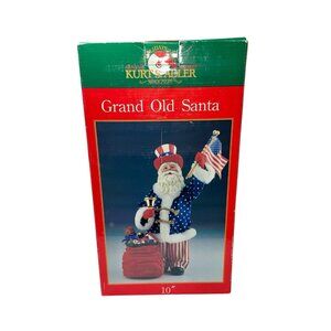 Rare Kurt Adler Fabriche Musical American Santa Xmas  Figurine Stars & Stripes
